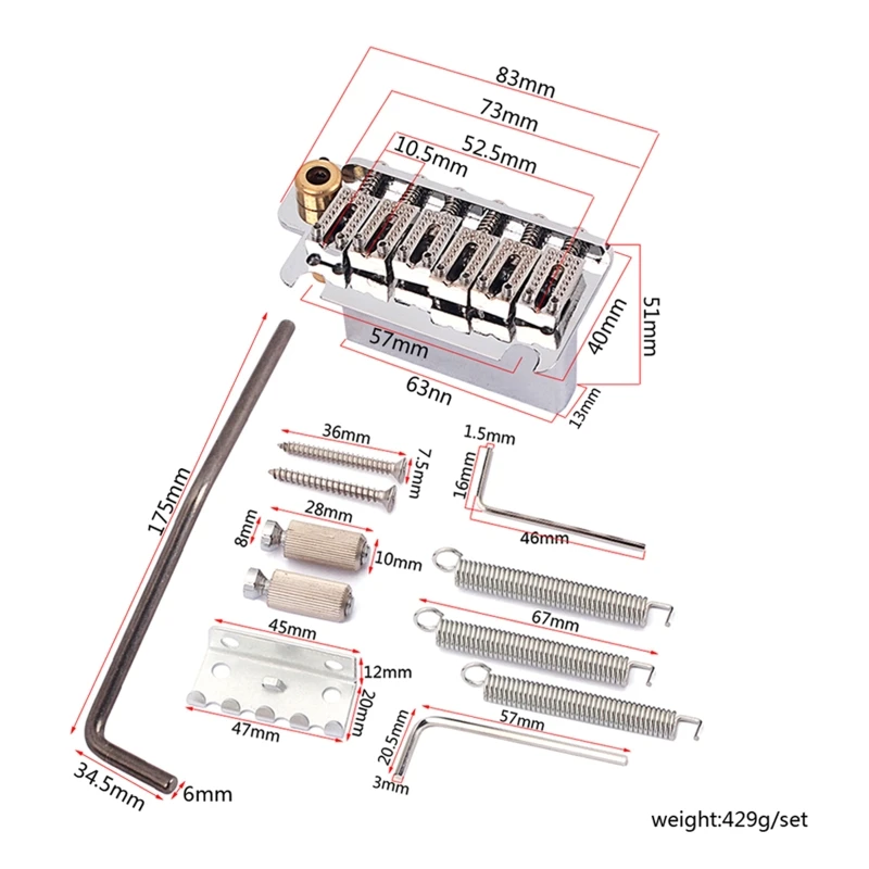 

Electric Guitar Tremolo System Bridge Saddles Set Beginner Practice Tool Musical Instrument Accessories