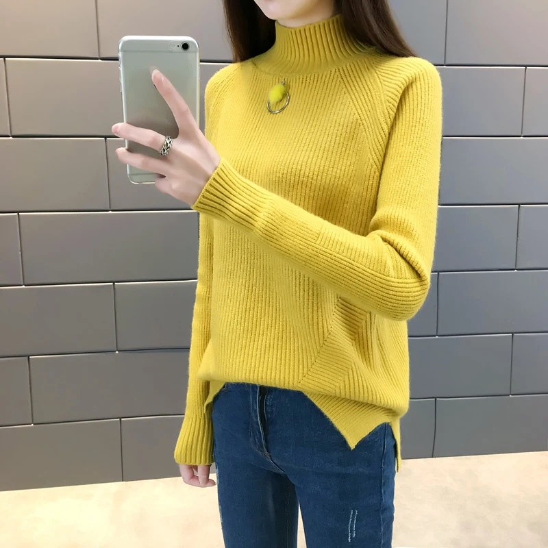 женский вязаный свитер водолазка черный желтый цвет хаки красного цвета