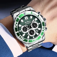 green business sport mens watches fashion multifunction stainless steel chronograph quartz watch dress sapphire luminous clocks