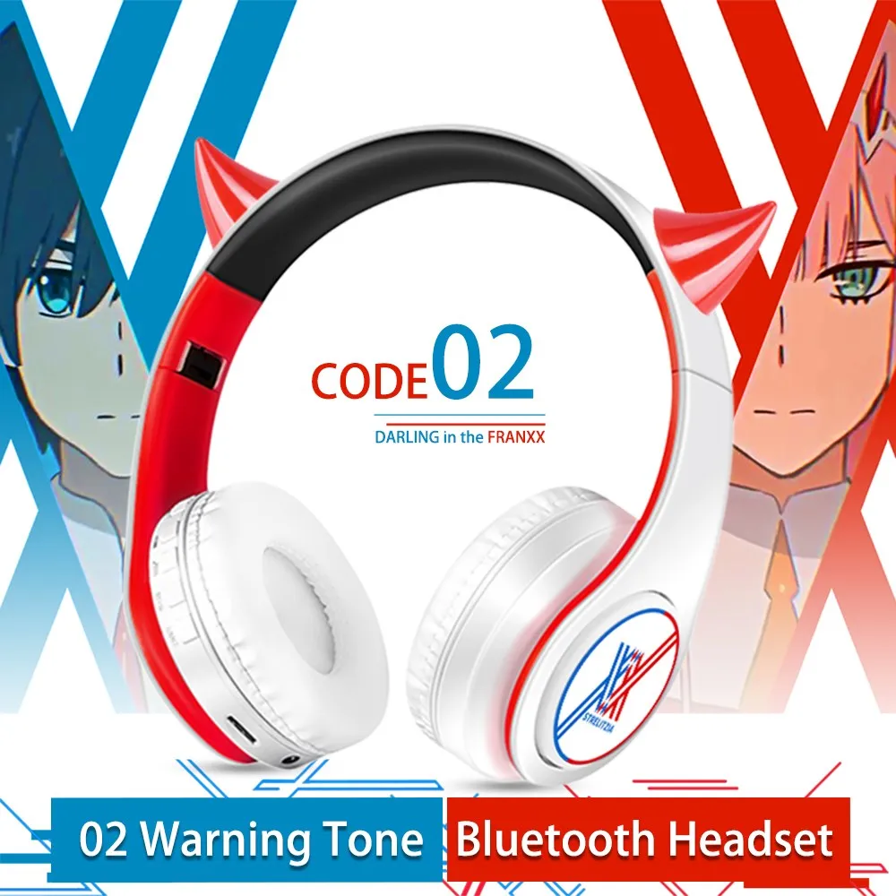Cosplay Anime Darling in the FranXX 02 Zero Two Hint Tone Wireless Bluetooth Headset Head Mounted Mobile Phone Headphones