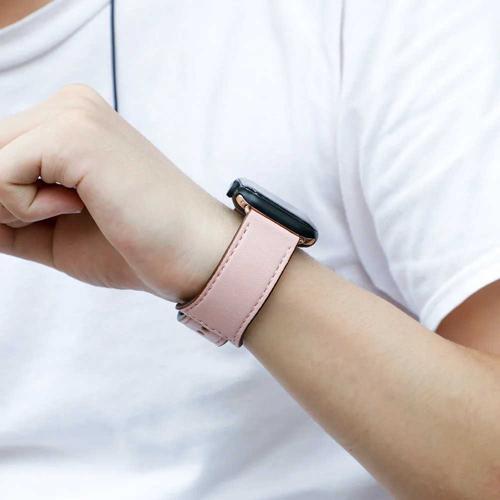 

Leather loop strap For Apple watch band 44 mm 40mm iWatch band 42mm 38mm Genuine Leather watchband bracelet Apple watch 5 4 3 21