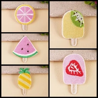 baby t shirt with embroidery patch accessories cartoon fruit lemon watermelon pineapple ice cream iron on diy patches