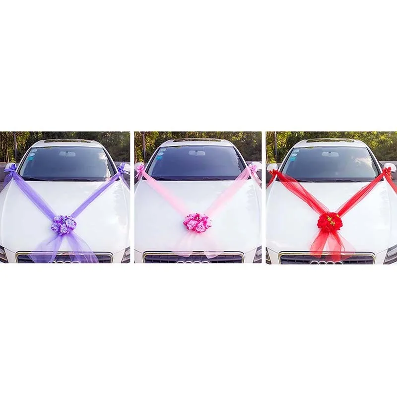 

Wedding Car Head Decoration Simulated Flower DIY Handmade Wreath Ribbon Weddings Parties Valentine's Day Decorations Flower