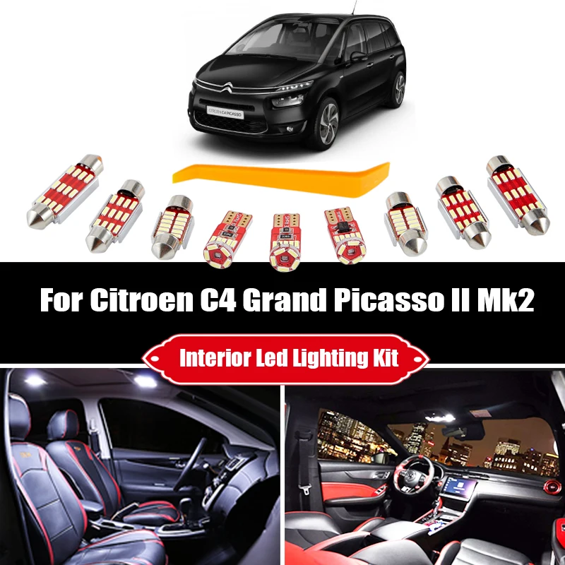 

6 шт. для 2014-2019 Citroen C4 Grand Picasso II Mk2 белая Canbus лампочка Светодиодная лампа для освещения салона автомобиля посылка груза перчаточный ящик лампа