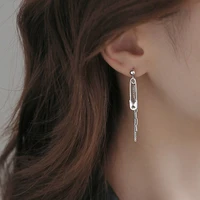 panjbj chain pin tassel earrings female face thin earrings long fashion temperament for girlfriend