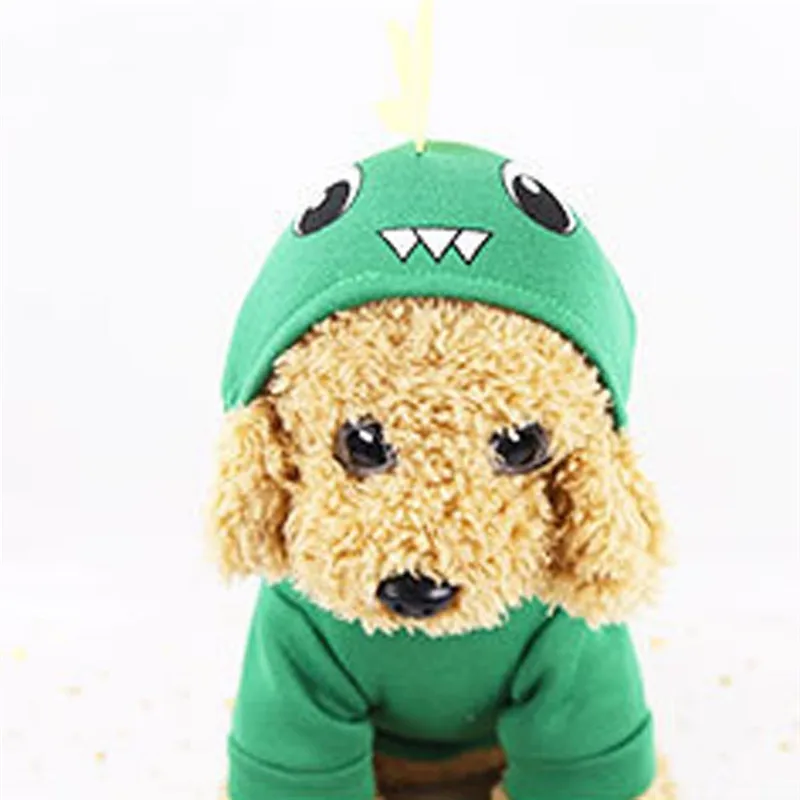 Одежда для собак зимняя теплая куртка с капюшоном и принтом динозавра одежда