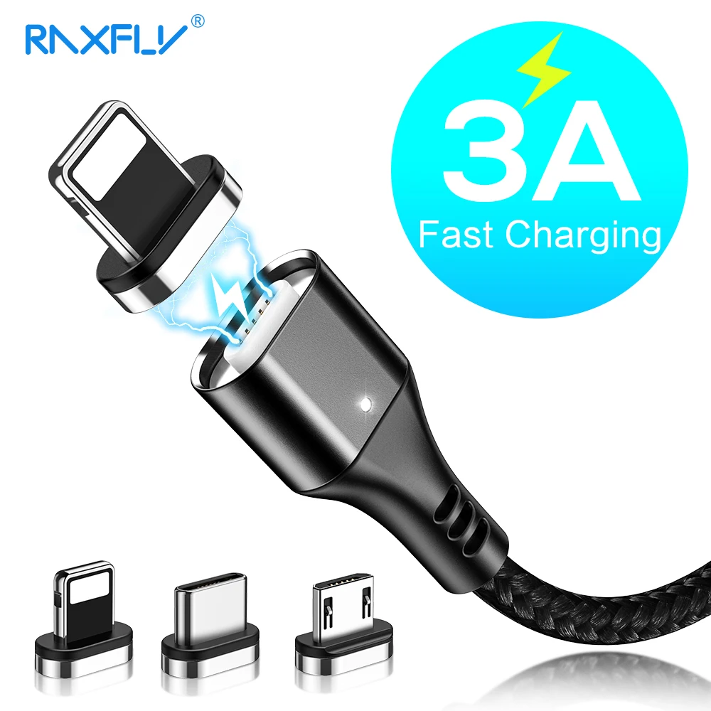 Магнитный кабель RAXFLY Micro USB Type C адаптер для быстрой зарядки iPhone 11 7 8 Xiaomi зарядный