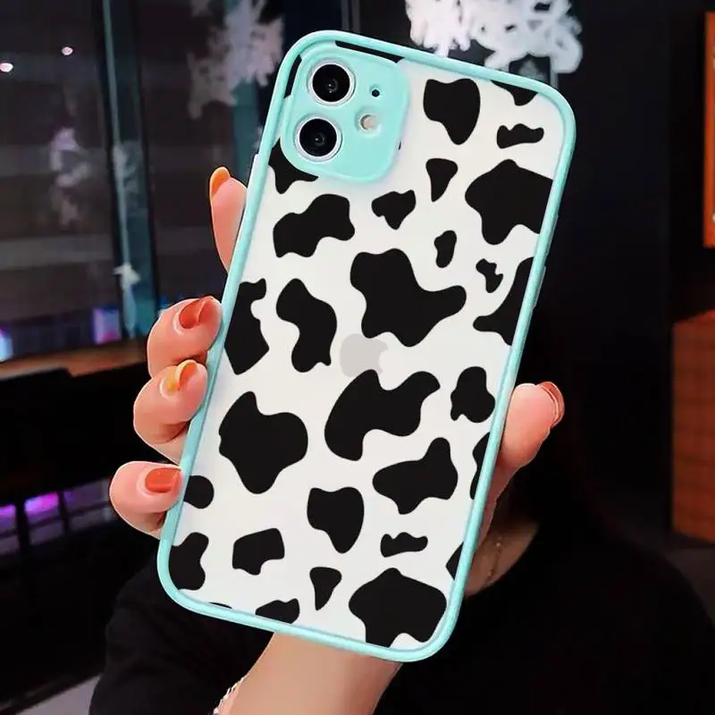 

Milk cow print animal Phone Cases matte transparent For iphone 7 8 11 12 plus mini x xs xr pro max cover