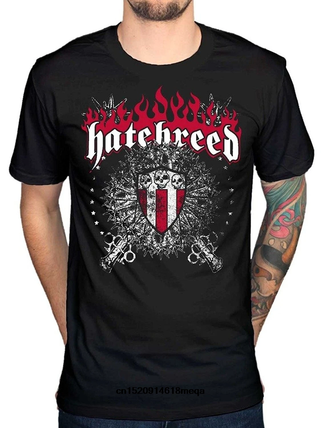 Забавные футболки мужская мода Hatebreed Футболка Skull And Maces Metalcore группа рок - купить