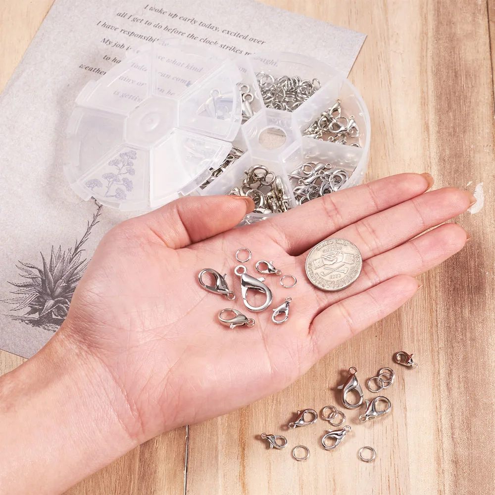 1 коробка застежки и переходные кольца из сплава с карабином набор золотых