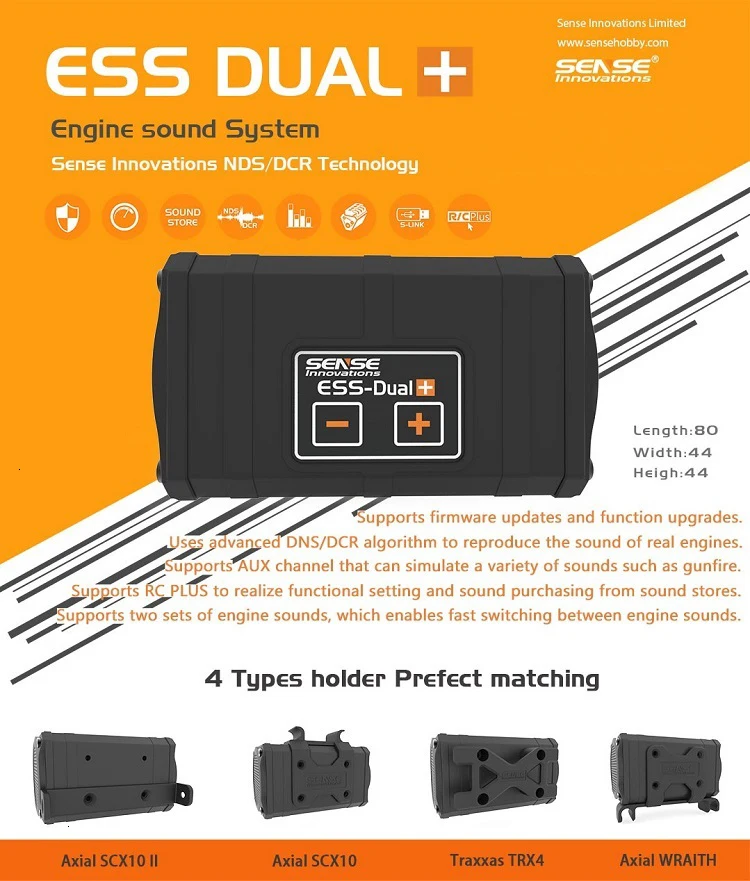 Новые двойные динамики SENSE INNOVATIONS ESS-Dual+ звуковая система двигателя реальный звук двигателя симулятор для scx10 trx-4 гусеничный Радиоуправляемый автомобиль