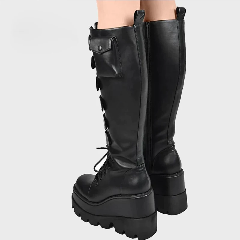 

Litthing Shoes Ladies Thigh-high Boots Zipper Platform Buckle Cosplay Street Punk Motorcycle Neutral Boots Ladies