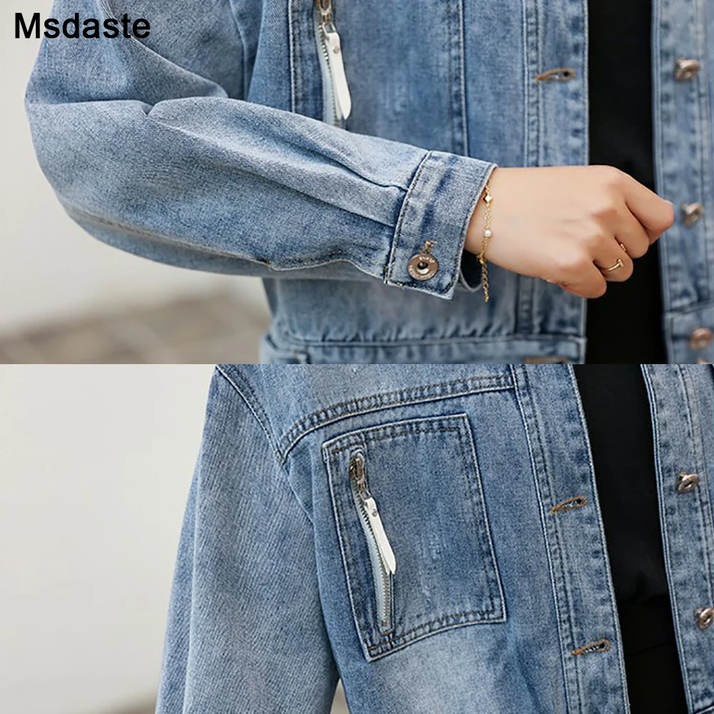 Женские джинсовые пальто джинсовая куртка короткая для девушек свободный крой в