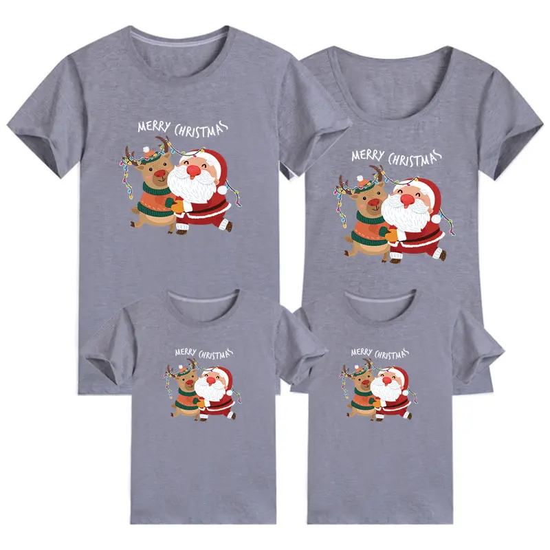 Camiseta a juego de pap&aacute; mam&aacute;, Pap&aacute; Noel, ciervo, mam&aacute;, Body de beb&eacute;, Padre, Hijo, madre e hija, trajes combinados-3