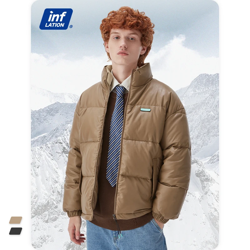 

INFLATION Streetwear Puffer Jacket Mens 70% White Duck Down Winter Bomber Puffer Men Plus Size Jackets 6003W21