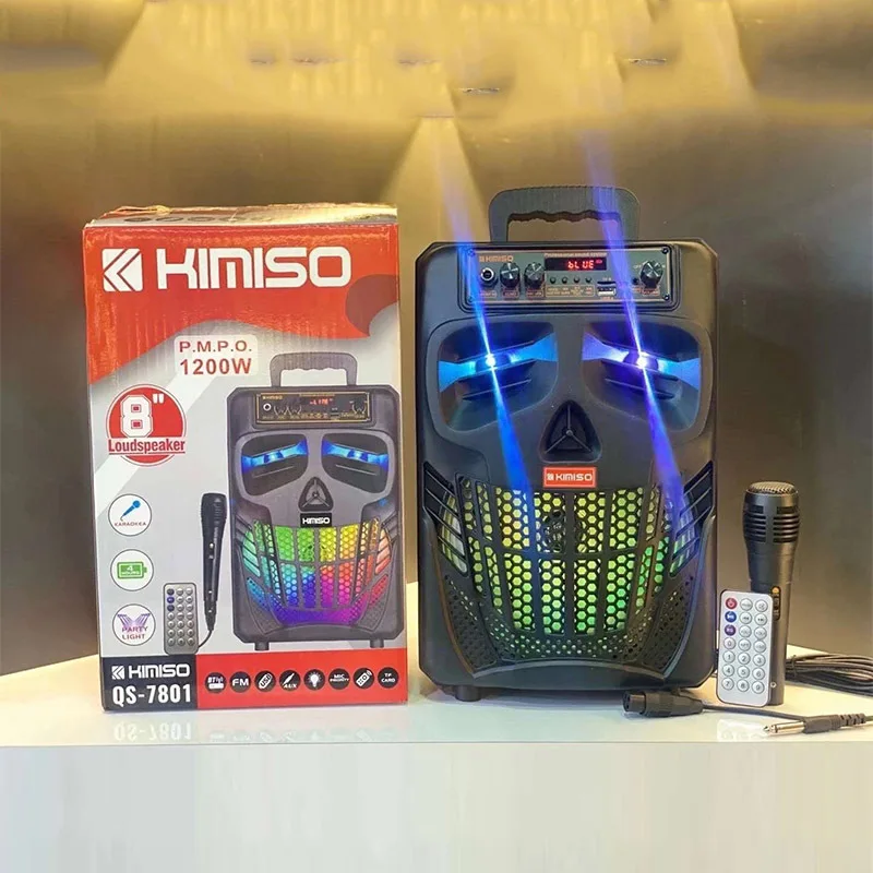 구매 KIMISO 고출력 전문 야외 풀로드 블루투스 스피커 8 인치 휴대용 스퀘어 마이크 홈 타입 음악 버전 PMPO