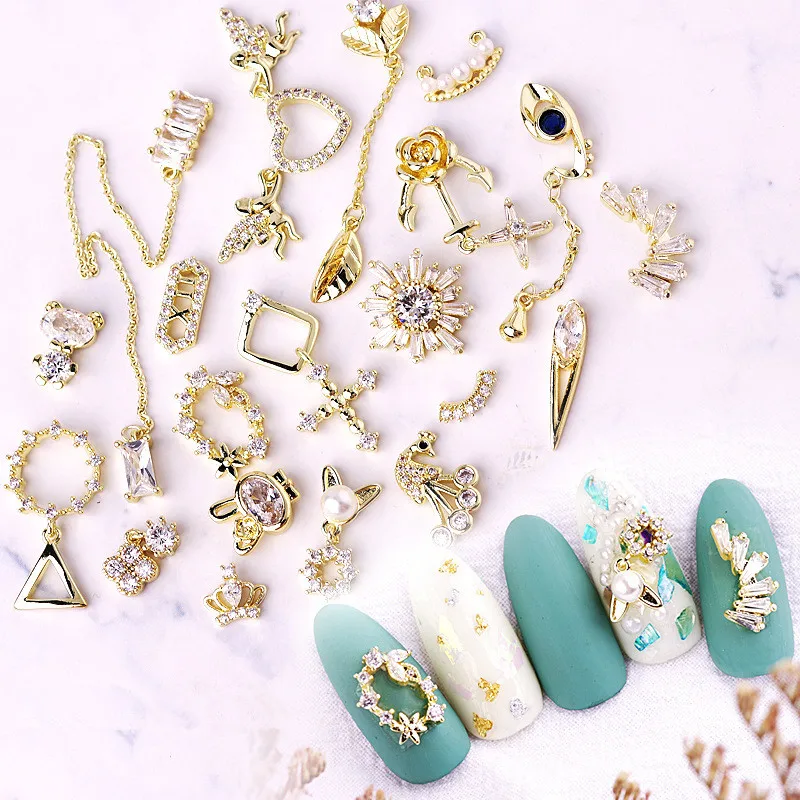 Высококачественная цепочка для ногтей с цирконом и микро-инкрустированным