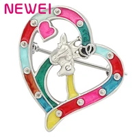newei valentines enamel alloy mental floral heart shape giraffe couple brooches pin unique jewelry for women men girl charm gift