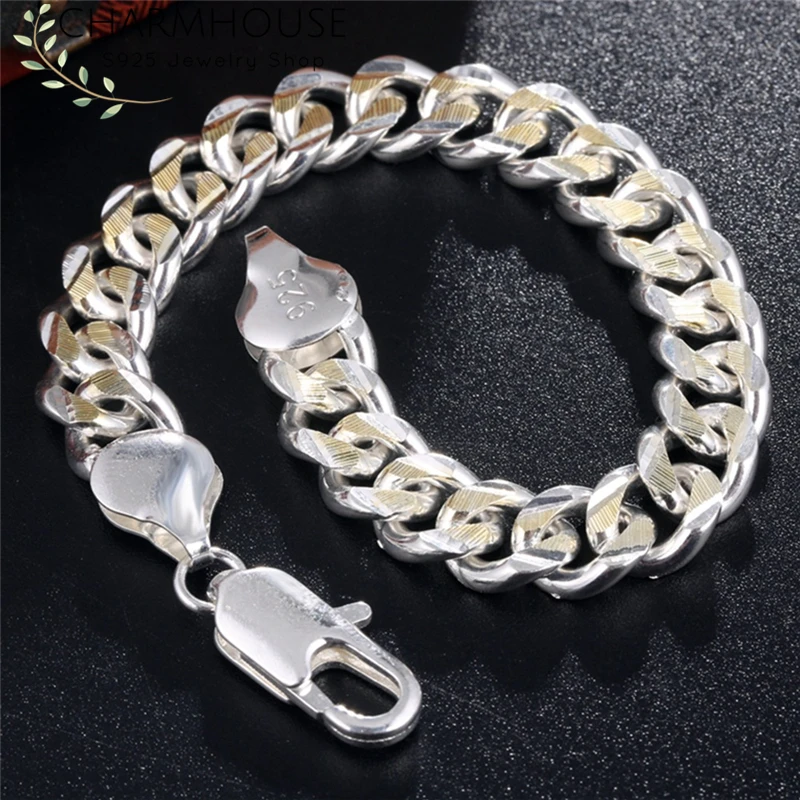 Браслет мужской из серебра 925 пробы 10 мм|bracelets for|chain link braceletbracelet for men |
