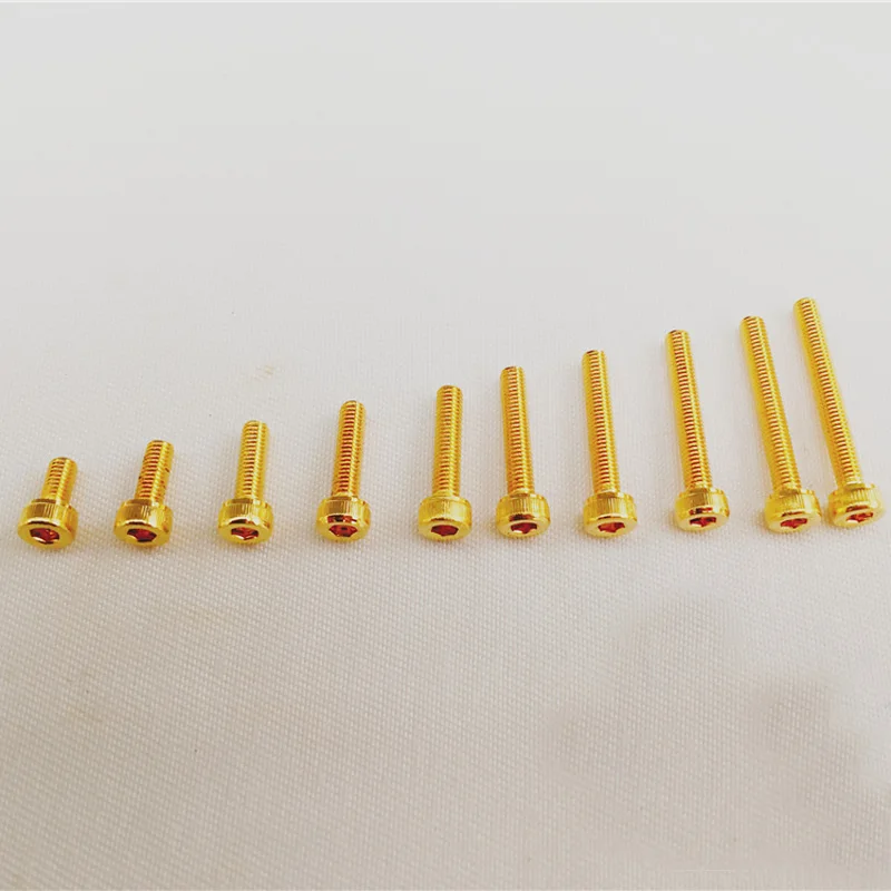 10PCS Hexagon Socket Head Screws M3 Thread Length 6/8/10/12/14/16/18/20/22/24mm Titanium-plated Gold Bolts for RC Model Parts | Игрушки и