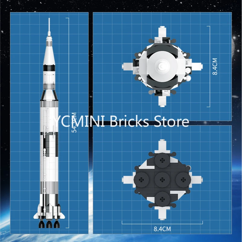 Модель конструктора креативная Аэрокосмическая Серия Apollo Saturn V модель