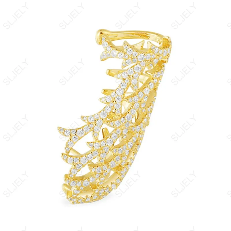 Женские серьги клипсы SLJELY желтое золото из стерлингового серебра 925 пробы 1