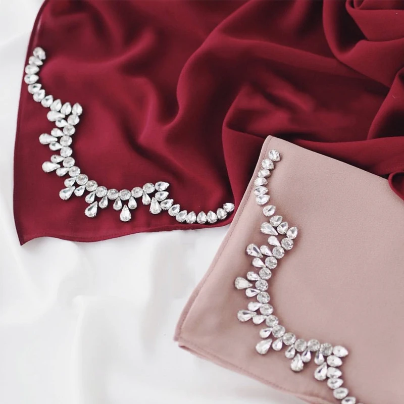 Хрустальная корона хиджаб шарф шифоновые бриллиантовые мягкие женские шарфы и