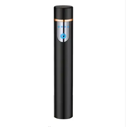 Black1 Сенсорный экран USB зарядка Зажигалка Ветрозащитная креативная электронная Вольфрамовая зажигалка Подарочный фильтр Держатель для сигарет - Цвет: Black1