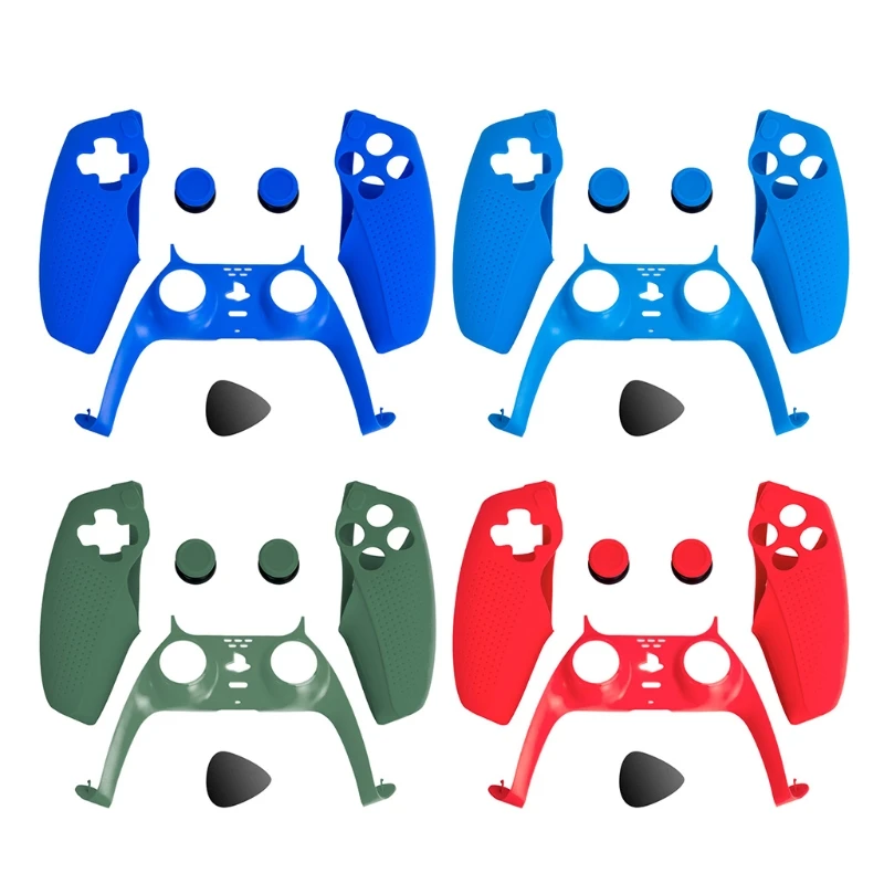

3 in 1 Controller Silicone Case with Rocker Gamepad Decorative Strip for PS5