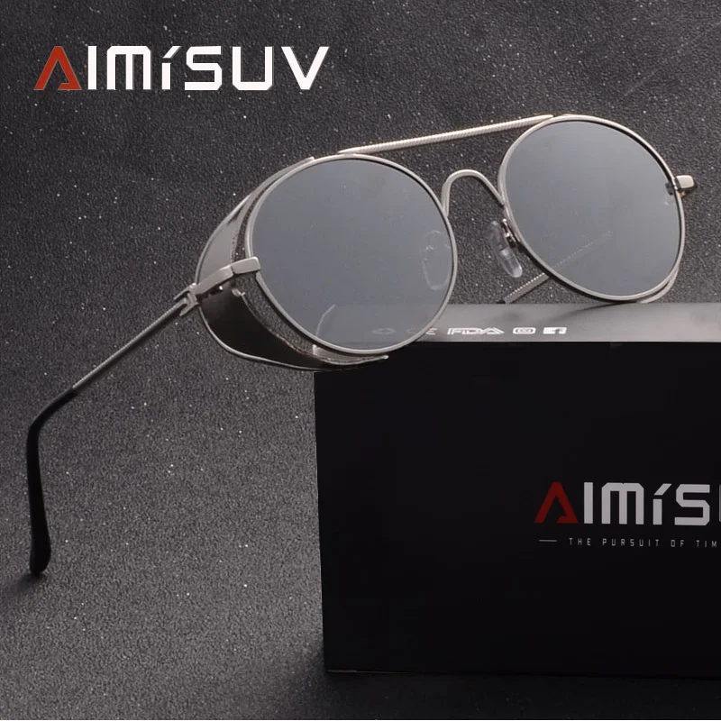 AIMISUV, Винтажные Солнцезащитные очки, женские, стимпанк, Ретро стиль, покрытие, мужские, круглые солнцезащитные очки, брендовые, дизайнерские, панк очки, UV400