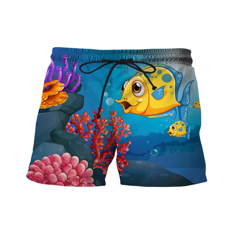 

3D Shorts Universal underwater world Kids Cartoon Shorts Boys and Girls Summer Beach Loose Polyester Beach Pants Casual Pants