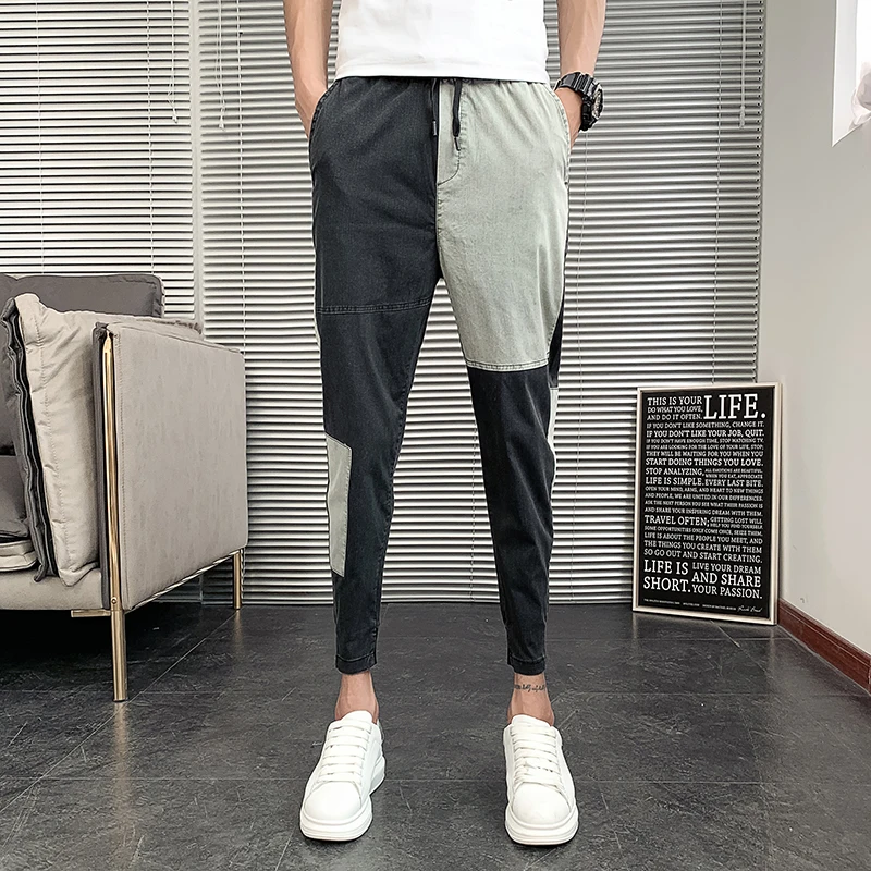 Лето 2020 тонкие джинсы Мужская модная уличная одежда джинсовые брюки мужские хип