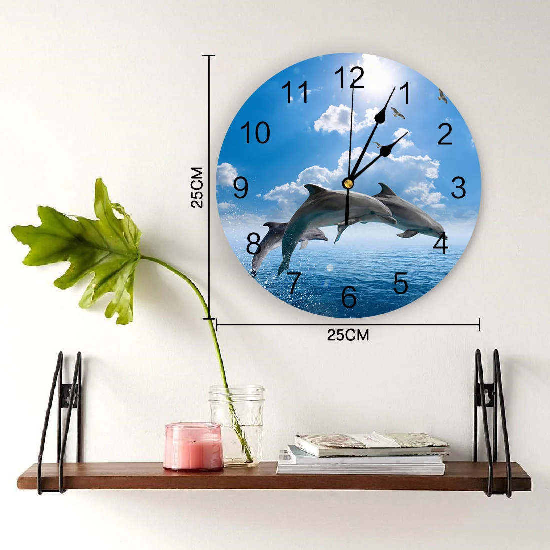 Настенные часы с животными дельфином морским голубым небом летающими птицами