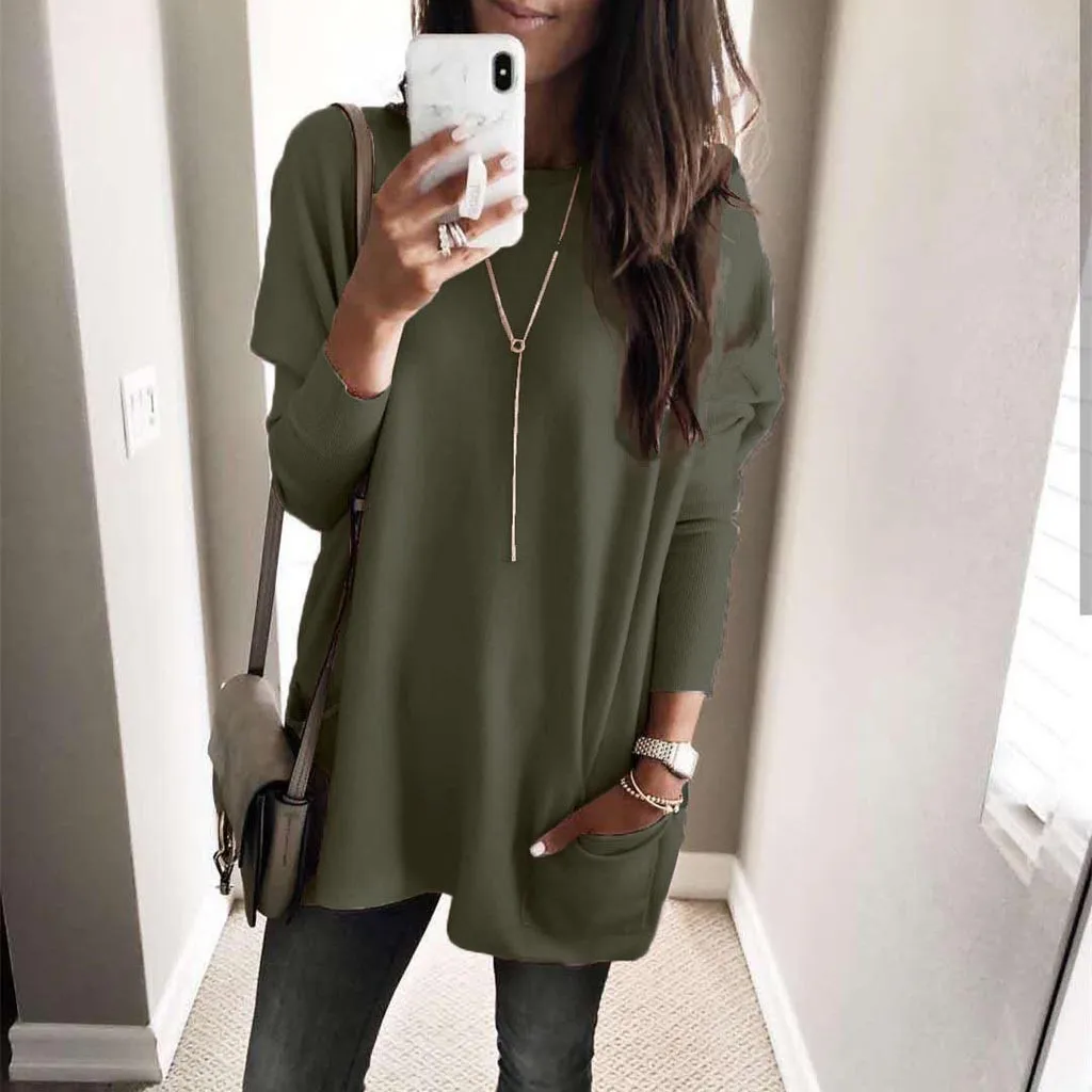 Новинка зимние теплые женские топы рубашки повседневная одежда с круглым