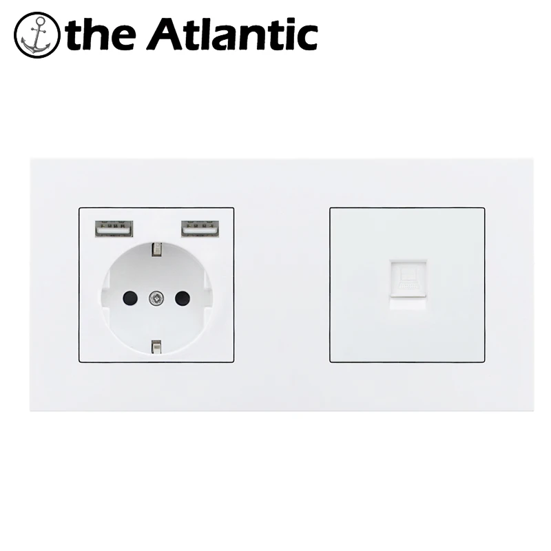 Alectric DE EU Standard Plug Double Socket RJ45 TV Televison Computer Wall Power Electrical Outlet Dual USB | Обустройство дома