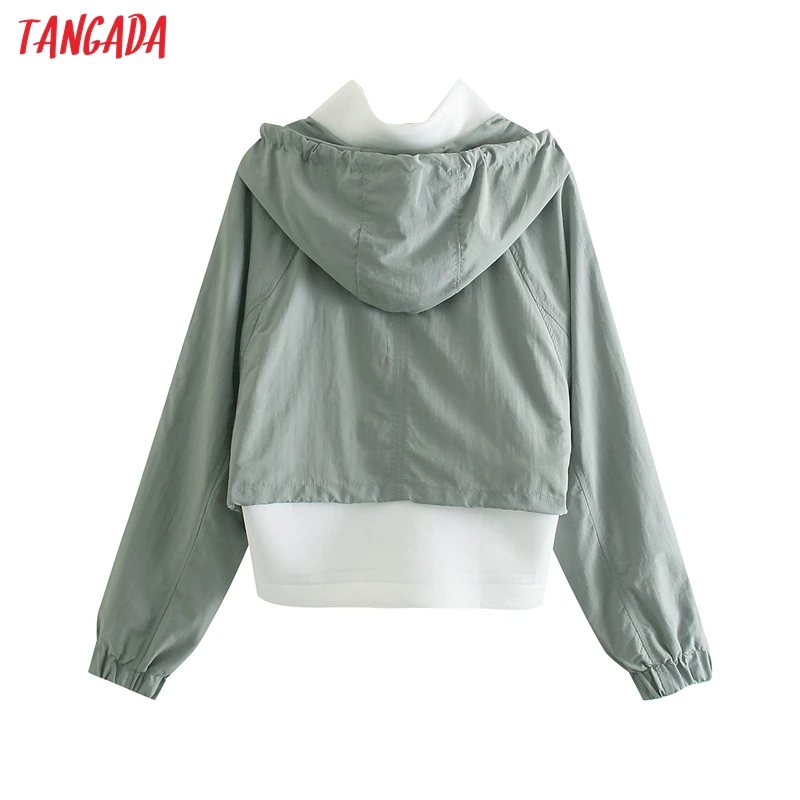 

Tangada Women Patchwork Oversize Boy Friend Hood Jacket Coat Zipper Ladies Long Sleeve Loose Coat QD19