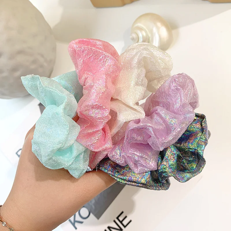 

Hairlyah New Dream Mermaid Glossy Mesh Women Hair Tie Hair Elastic Ponytail Hair Band Scrunchie Holder Headwear Accessories