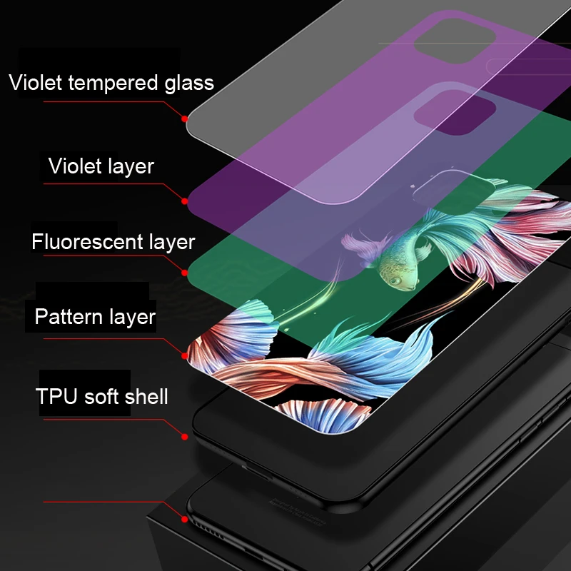 Светящийся чехол для iPhone 11 Pro Max XS MAX XR 6 6S Plus 7 8 из закаленного стекла | Мобильные