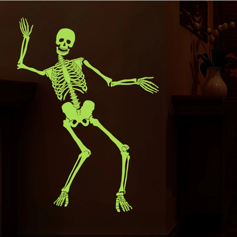 Фосфоресцирующий скелет светящиеся в темноте Скелет Наклейки на стены для
