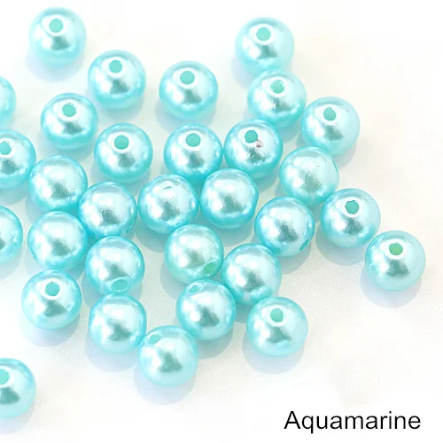 Aquamarine Много цветов ABS имитация жемчуга круглые бусины с дырочками DIY браслет серьги Подвески швейные бусы ожерелье Изготовление ювелирных изделий B3625 - Цвет: Aquamarine