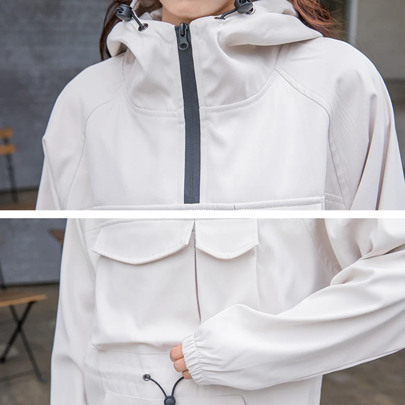 YOCALOR симпатичная ветровка с капюшоном куртка для женщин Анорак пальто женская