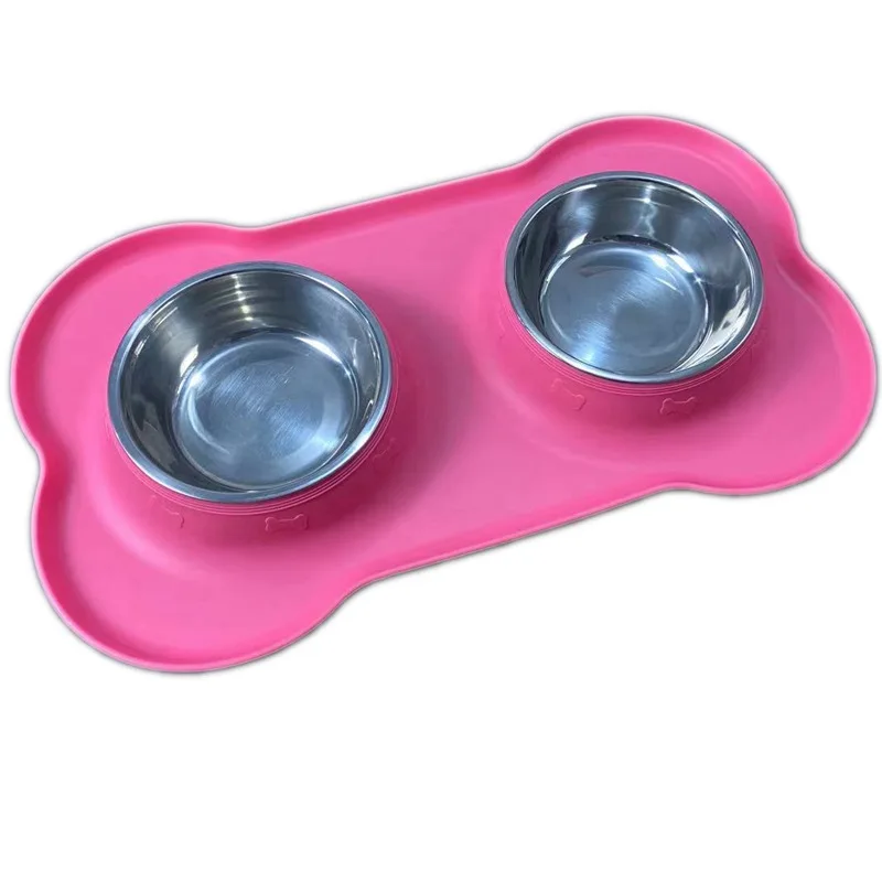 

Dog Accessories Stainless Steel Pet Dog Cat Feeding Dish Pet Drinking Water Bowl Food Feed Anti-overflow Non-Skid Tableware