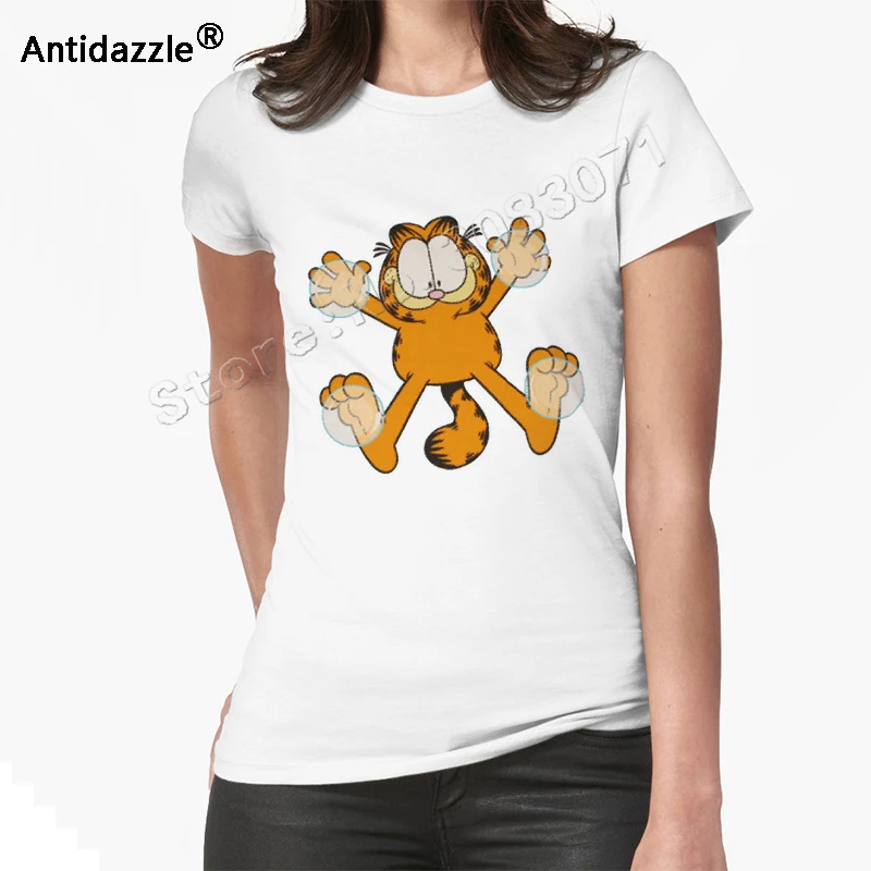 Antidazzle Азиатский Размер популярная плюшевая футболка Гарфилда Повседневная