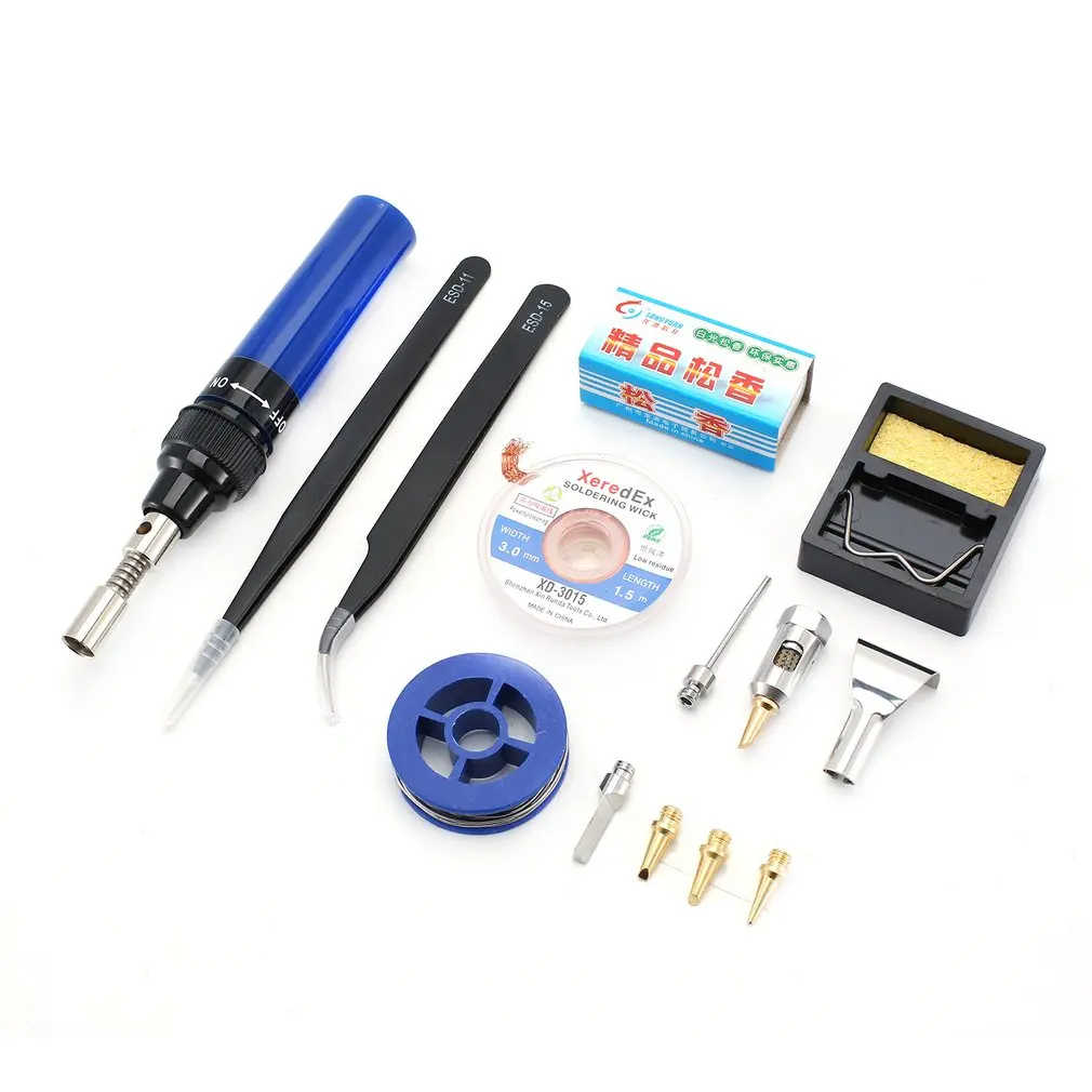 

Набор газового паяльника 10 в 1, беспроводной портативный инструмент для нагрева, бутановый паяльник, Электрический выдувной ручка, комплект...