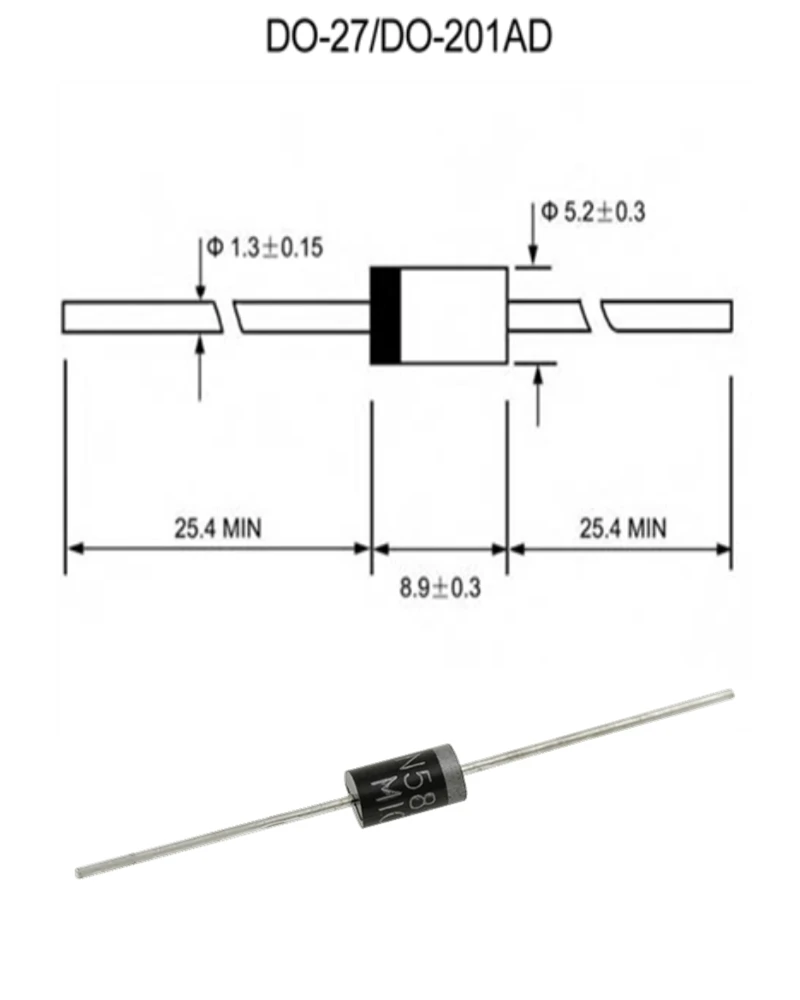 Диод Шоттки SR5100 5A/ 100V DO -27 SB5100 20 шт. | Электронные компоненты и принадлежности