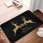 Рождественский золотой кожаный коврик, коврик, коврик для ног, коврик для ванной из полиэстера, нескользящий, для балкона, туалета, моющийся, для соскабливания песка