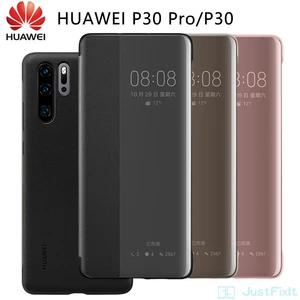 100 official huawei p40pro p30pro case flip smart view cute leather huawei p40 pro case p30 pro case original cover free global shipping