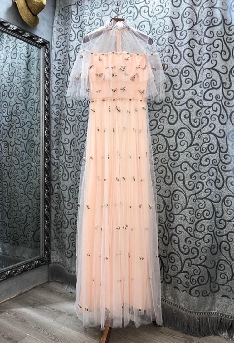 

Формальные Вечерние Платье Vestidos De Festa 2020 осень взлетно-посадочной полосы для женщин роскошный бисер деко сексуальное платье, фатиновое плат...