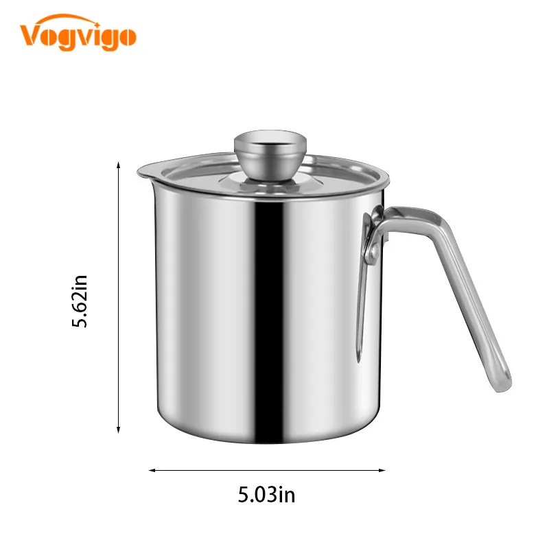 

304 stainless steel lard tank oil filter pot large capacity filter oil Separator storage tank kitchen oil bottle With Strainer