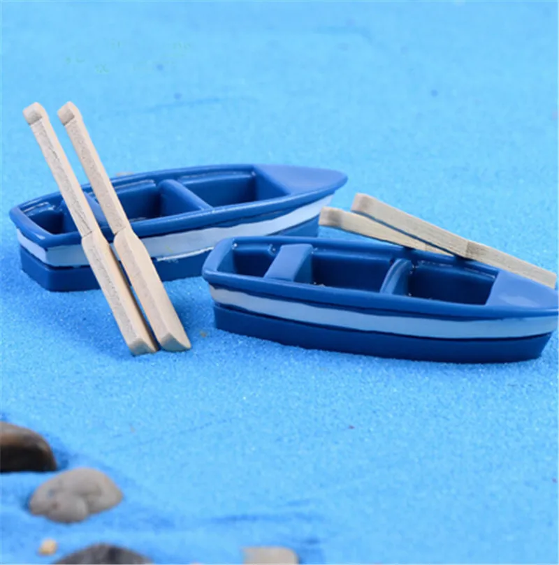 1 комплект милая синяя маленькая лодка и весло небольшой орнамент материал для